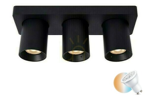 Prüfen LED-Downlight Lucide Nigel 3-flammig schwarz GU10 dimmbar 09929/15/30