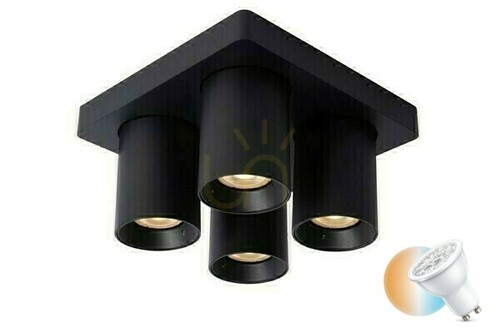 Prüfen Downlight Lucide NIGEL 4-flammig LED GU10 schwarz Aluminium 09929/20/30