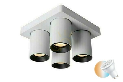 Prüfen Downlight Lucide Nigel 4-flammig LED dimmbar weiß GU10 Aluminium 09929/20/31