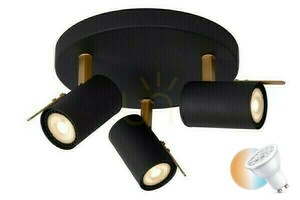 Strahler Lucide GRONY 3-flammig Schwarz Gold LED dimmbar GU10 17998/15/30 small 0