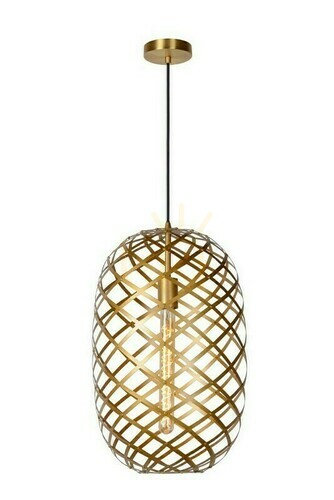 Prüfen Pendelleuchte Lucide Wolfram Gold Schwarz Metall E27 32 cm 21417/32/02