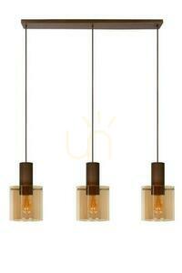 Pendelleuchte Lucide TOLEDO 3-flammig Kupfer Glas Aluminium Retro 74405/03/62 small 1