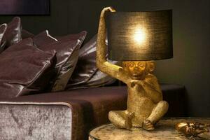 Tischleuchte Lucide EXTRAVAGANZA CHIMP 10502/81/30 E14 Affe Gold, Schirm Schwarz, 45 cm small 2