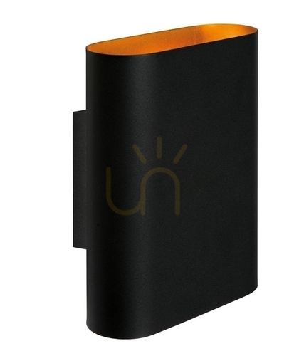 Prüfen Wandleuchte Lucide OVALIS Schwarz Gold Metall 2-flammig LED E14 12222/02/30