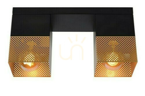 Prüfen Plafond Lucide Renate Schwarz Gold Metall 2x E27 LED dimmbar 21123/02/02