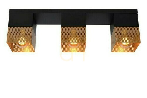 Prüfen Plafond Lucide Renate Schwarz Gold Metall 3-flammig E27 54 cm 21123/03/02