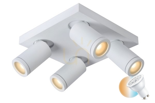 Prüfen Plafond Lucide Taylor weiß IP44 4xGU10 LED dimmbar Badezimmer 09930/20/31