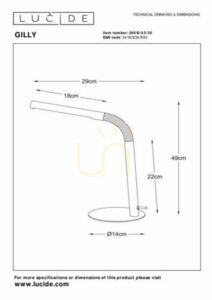 Schreibtischlampe Lucide Gilly LED Schwarz Metall 36612/03/30 small 1