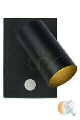 Prüfen Außenwandleuchte mit Bewegungssensor Lucide TAYLOR 09831/01/30 Schwarz Aluminium GU10 IP54