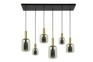 Lucide JOANET Pendelleuchte 45494/06/65, Rauchglas und Mattgold, 6×E27, 132 cm small 1
