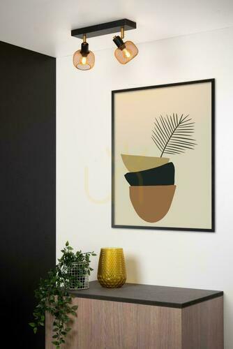 Prüfen Lucide MAREN Deckenstrahler 2×E14 Gold matt und Schwarz 31 cm 77978/02/02