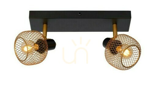 Prüfen Strahler Lucide MAREN 2-flammig Gold Schwarz Metall Vintage 77978/02/02
