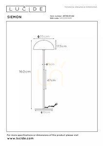 Lucide SIEMON Stehleuchte 160 cm E27, ockergelb 45796/01/44 small 6