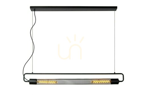 Prüfen Pendelleuchte Lucide CALIXT 2-flammig Schwarz Metall Vintage 05433/02/30