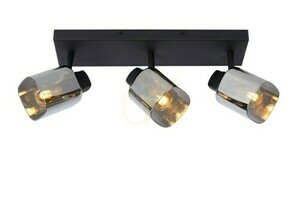 Strahler Lucide ALION 3-flammig Schwarz Glas Metall Retro 17999/03/30 small 0