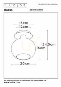 Plafond Lucide Marius Schwarz Metall Glas 20 cm 74114/01/30 small 3