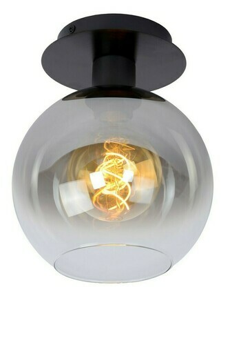Prüfen Plafond Lucide Marius Schwarz Metall Glas 20 cm 74114/01/30