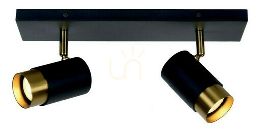 Prüfen Strahler Lucide FLORIS 2-flammig Schwarz Gold GU10 LED dimmbar 35913/02/30