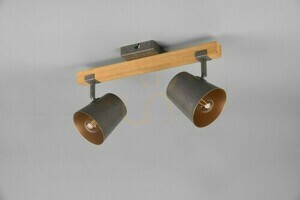 TRIO BELL 801900267 Deckenstrahler, 2×E14, Nickel antik und Holz small 1