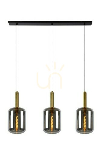 Prüfen Pendelleuchte Lucide JOANET 3-flammig Grau Glas Metall E27 45494/03/65