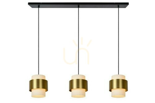 Prüfen Pendelleuchte Lucide FIRMIN 3-flammig Gold Glas Retro 45497/03/02