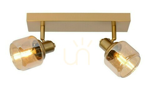 Prüfen Strahler Lucide BJORN 2-flammig Gold Glas Metall E14 77979/02/02
