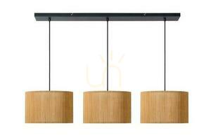 Pendelleuchte Lucide MAGIUS 3-flammig Holz Rattan schwarz Japandi 03429/03/30 small 1