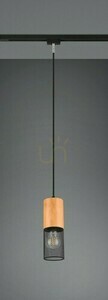 Trio DUOLINE 73430132 Schienen-Pendelleuchte, Schwarz matt und Holz, 1×E27 small 4