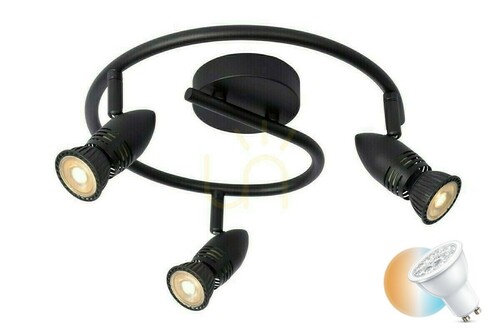 Prüfen Strahler Lucide CARO 3-flammig schwarz Metall GU10 LED dimmbar 13955/03/30