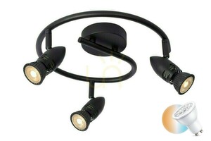 Strahler Lucide CARO 3-flammig schwarz Metall GU10 LED dimmbar 13955/03/30 small 0