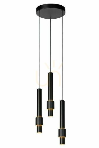 Prüfen Pendelleuchte Lucide MARGARY 3-flammig Schwarz Aluminium 24402/15/30