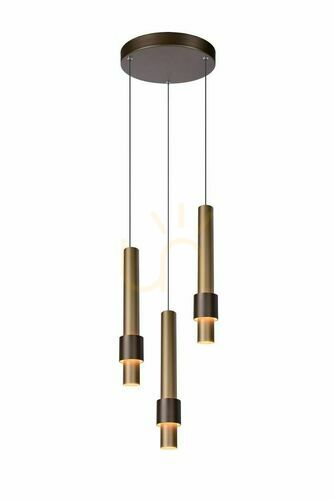 Prüfen Pendelleuchte Lucide MARGARY 3-flammig Braun Bronze LED 24402/15/96