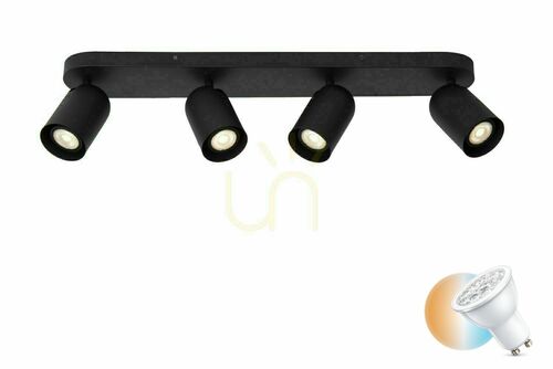 Prüfen Strahler Lucide PUNCH 4-flammig schwarz GU10 LED dimmbar 13958/04/30