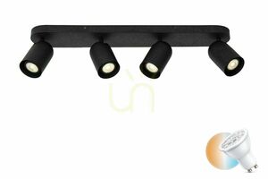 Strahler Lucide PUNCH 4-flammig schwarz GU10 LED dimmbar 13958/04/30 small 0