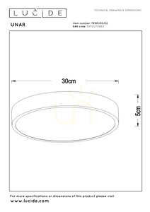 LED-Deckenleuchte Lucide UNAR 30 cm 18 W, mattgold, opal 79185/30/02 small 5