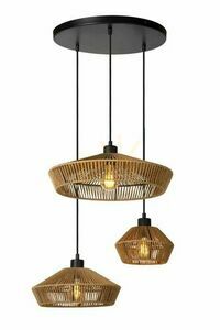 Pendelleuchte Lucide Yunkai Japandi Holz Schwarz 3-flammig 60 cm 10413/03/72 small 0