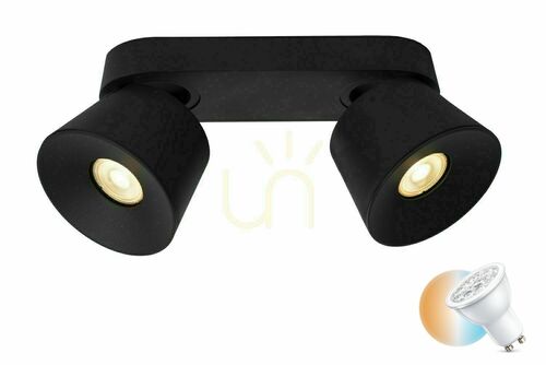 Prüfen Plafond Lucide TRIGONO Schwarz Metall LED dimmbar GU10 2-flammig 09935/02/30