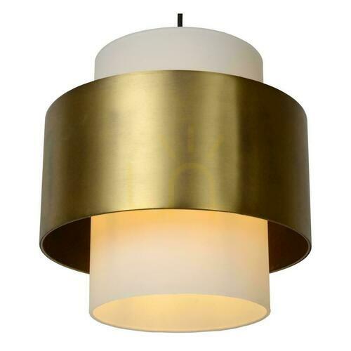 Prüfen Lucide FIRMIN Pendelleuchte aus Opalglas, mattgold, Ø 30 cm, E27, 45497/30/02