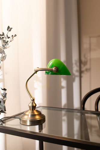 Prüfen Tischlampe Markslojd Bankers 105930 grün Metall Glas 25 cm