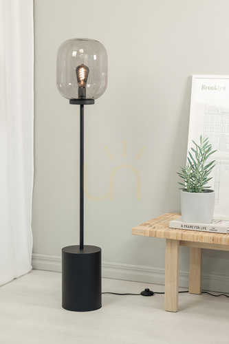 Prüfen Bodenlampe Markslojd BROOKLYN 108425 Schwarz Rauchglas 131 cm