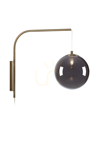 Prüfen Wandlampe Markslojd Dione 108419 Rauchglas Antikmessing 1-flammig