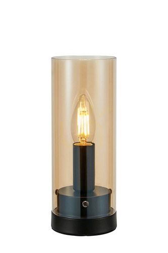 Prüfen Tischlampe Markslojd POST 108719 Schwarz Bernstein Metall Glas 23 cm