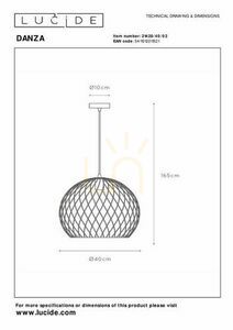 Pendelleuchte Lucide Danza Gold Messing 40 cm Metall E27 21428/40/02 small 6