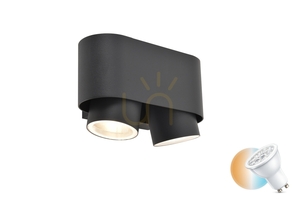 Lutec CYPRES Außenwandleuchte 2xGU10 7W IP44 dunkelgrau Up-Down verstellbar 6604003118 small 0