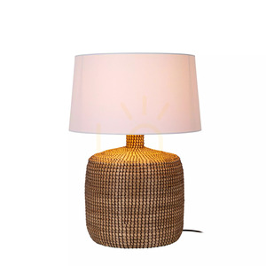 Lucide AMBALA Tischleuchte aus Seegras mit weißem Leinenschirm, 64 cm, E27 10552/81/73 small 2