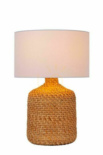 Prüfen Tischleuchte Lucide ARRAH Japandi Holz Rattan Schwarz 10553/81/73