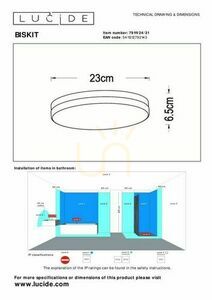Plafond Lucide Biskit weiß LED 12W IP44 79111/24/31 small 4