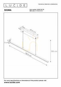 Pendelleuchte Lucide Sigma schwarz Aluminium LED 30W 23463/30/30 small 1