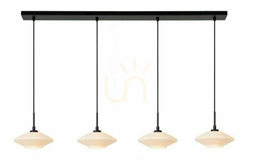 Prüfen Pendelleuchte Lucide Trevor 4-flammig Schwarz Glas Metall LED dimmbar 25414/04/61