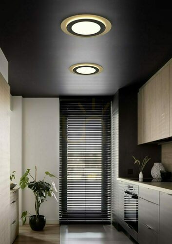 Prüfen Trio MORGAN 641519280 LED-Deckenleuchte schwarz-gold 45 cm mit Fernbedienung
